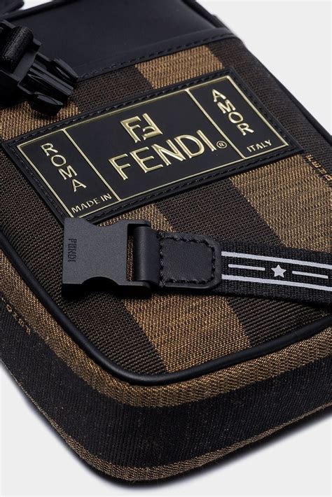 fendi messenger bag pequin stripe brown|Brown silk foulard .